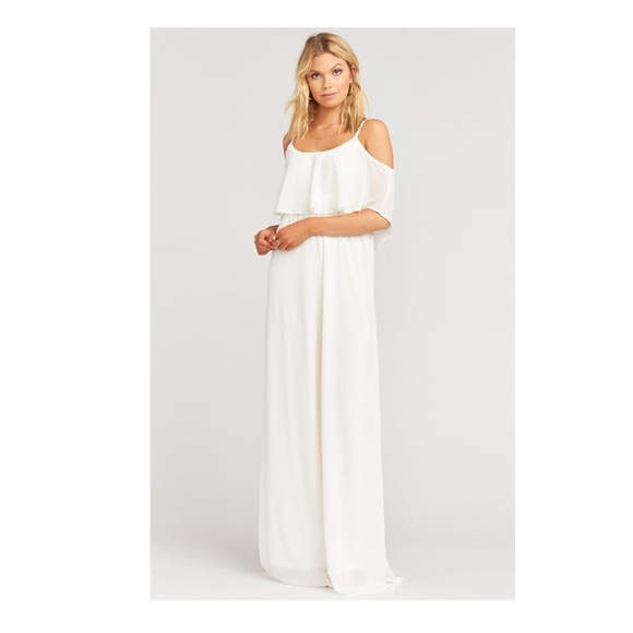 NWT Show Me Your MuMu Caitlin Ruffle Maxi Dress in White Size Medium - Picture 2 of 6